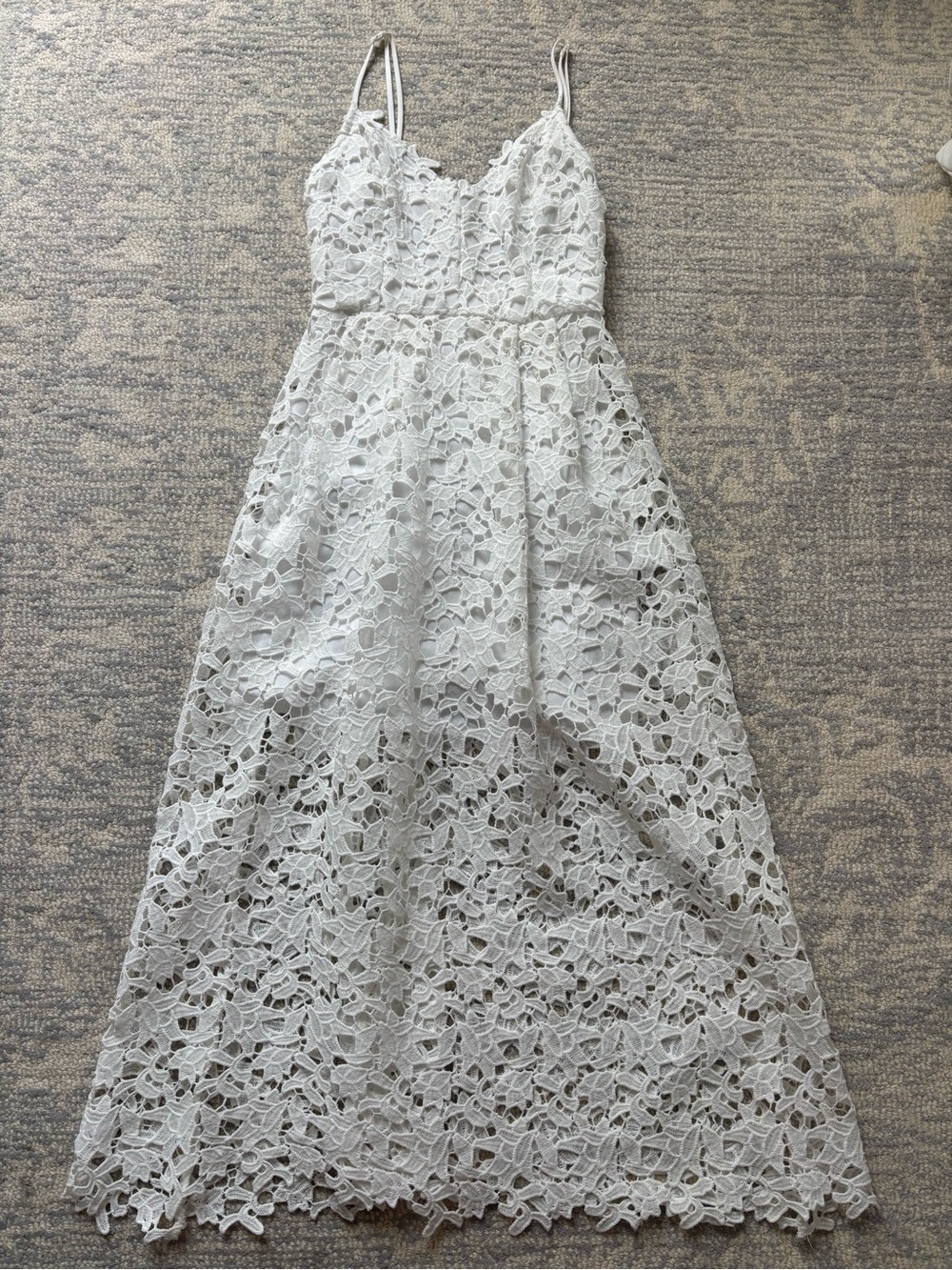 White Lace Maxi Dress with Spaghetti Straps